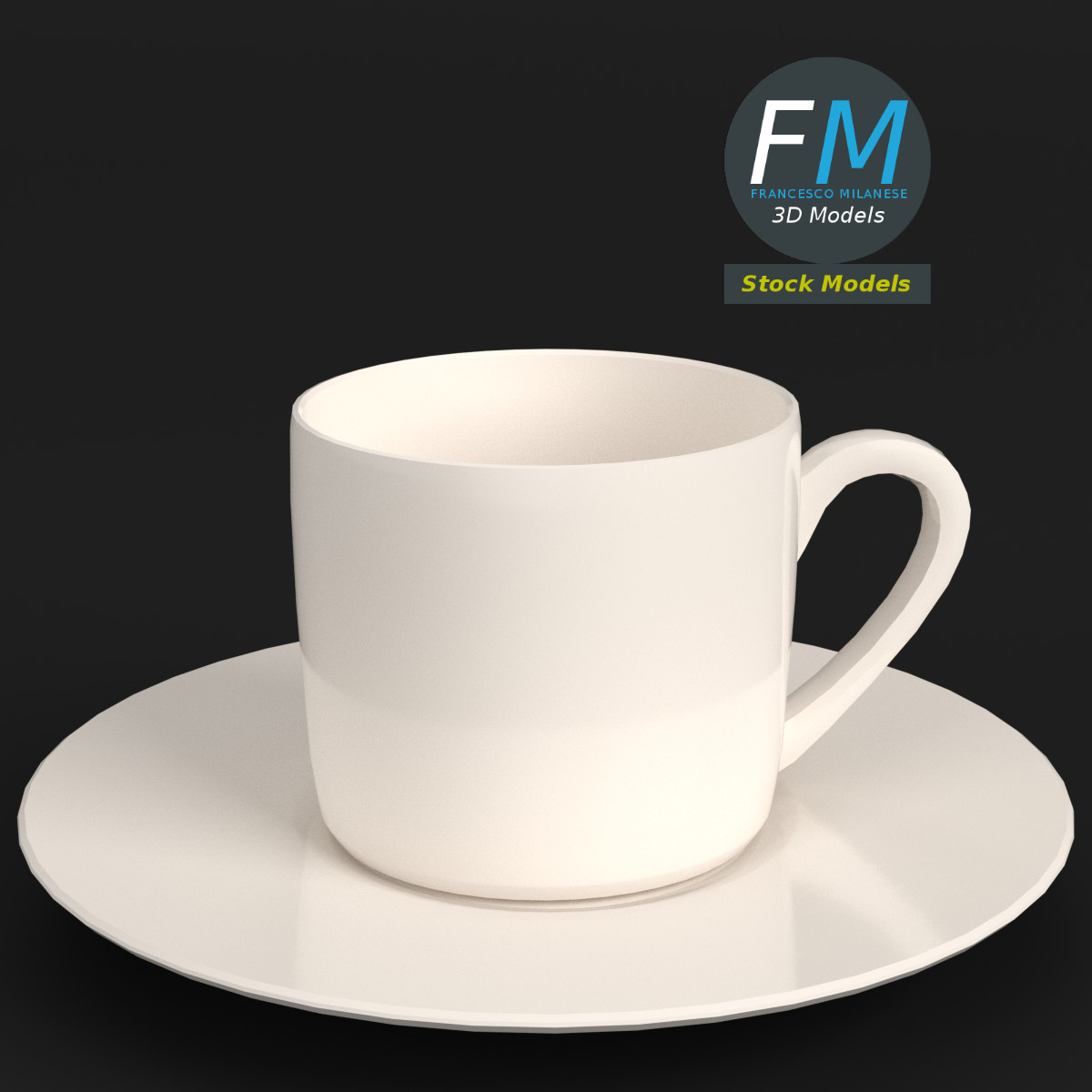 3D-Modell - Leere Kaffeetasse mit Untertasse - 01