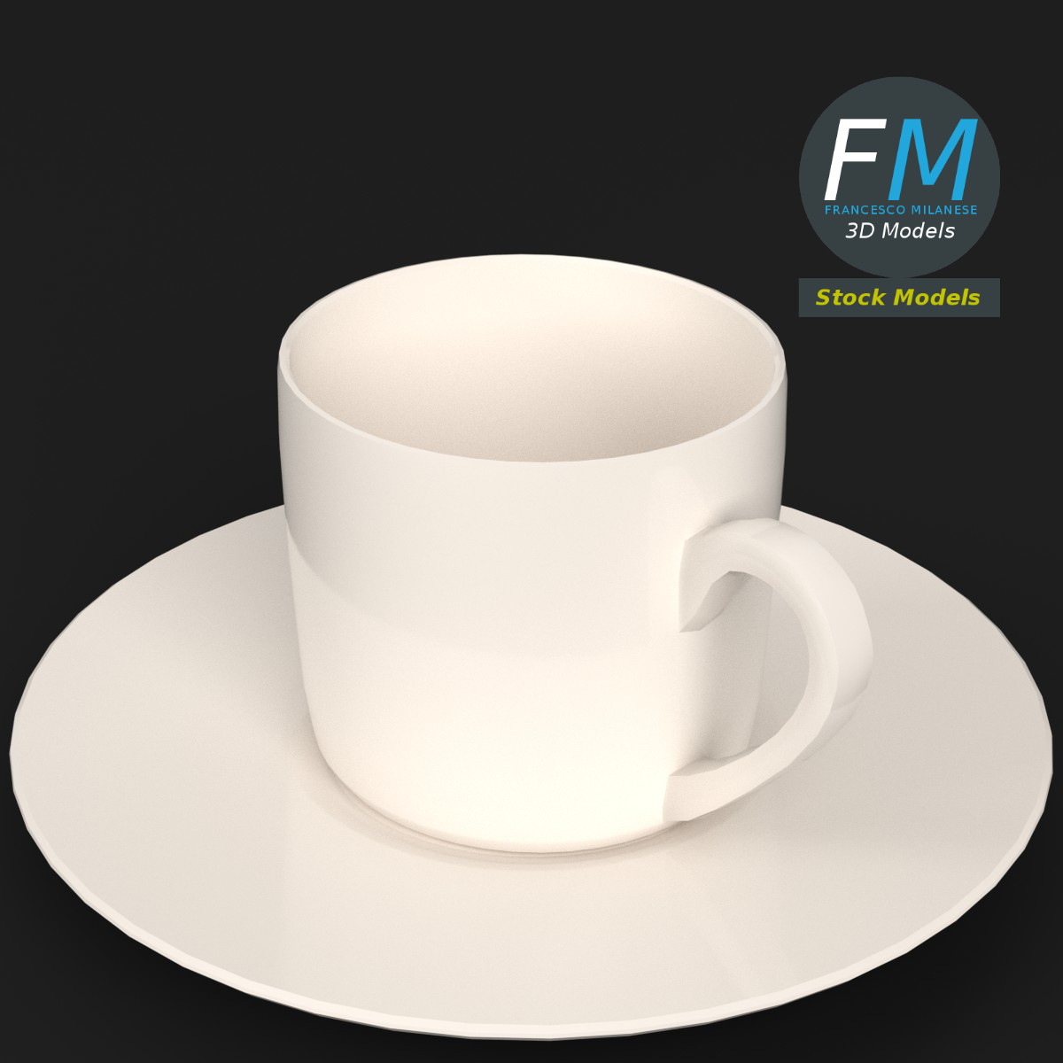 3D-Modell - Leere Kaffeetasse mit Untertasse - 02