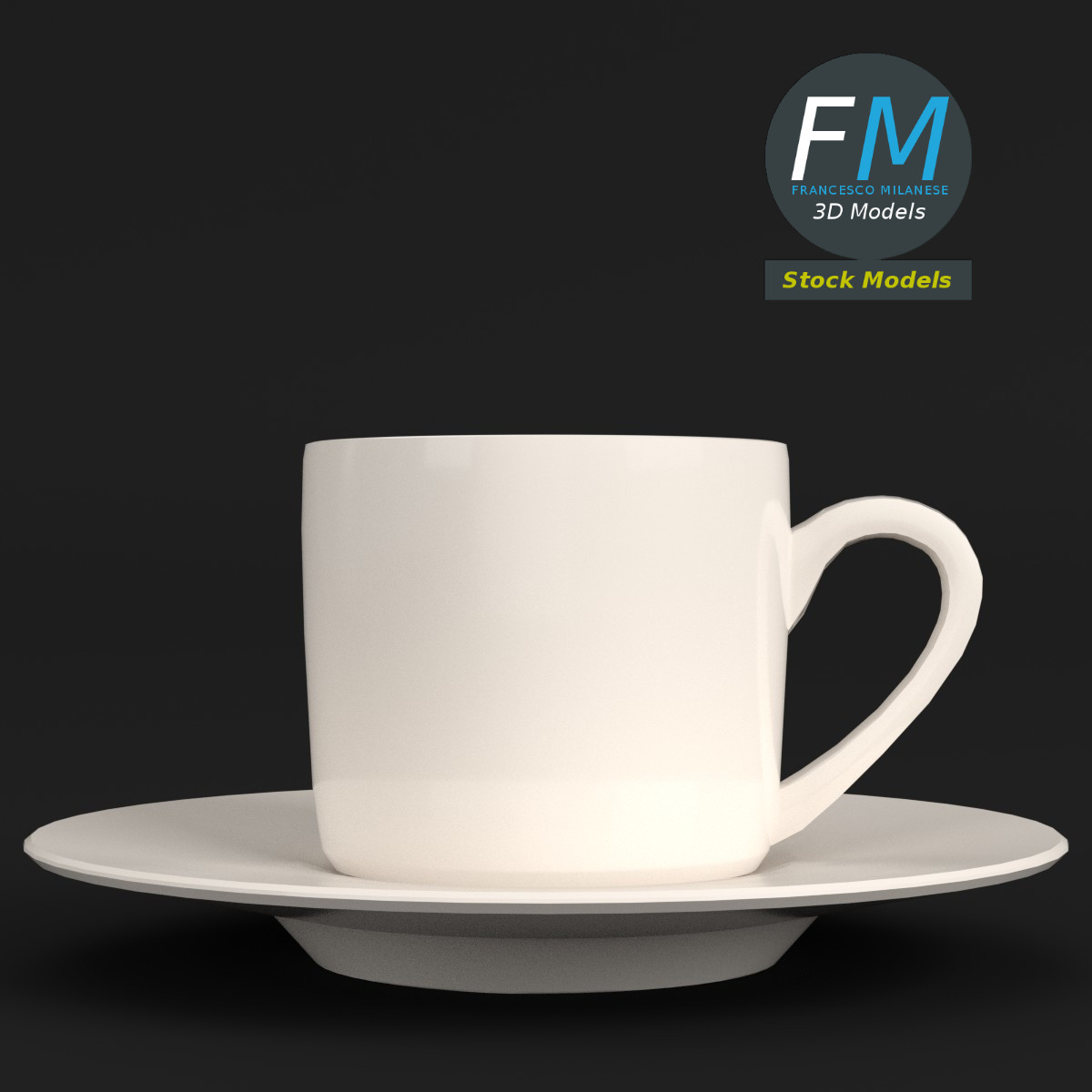 3D-Modell - Leere Kaffeetasse mit Untertasse - 03