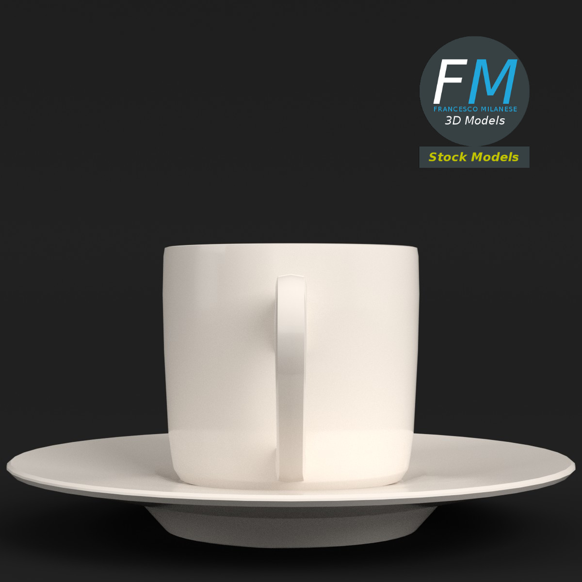 3D-Modell - Leere Kaffeetasse mit Untertasse - 04