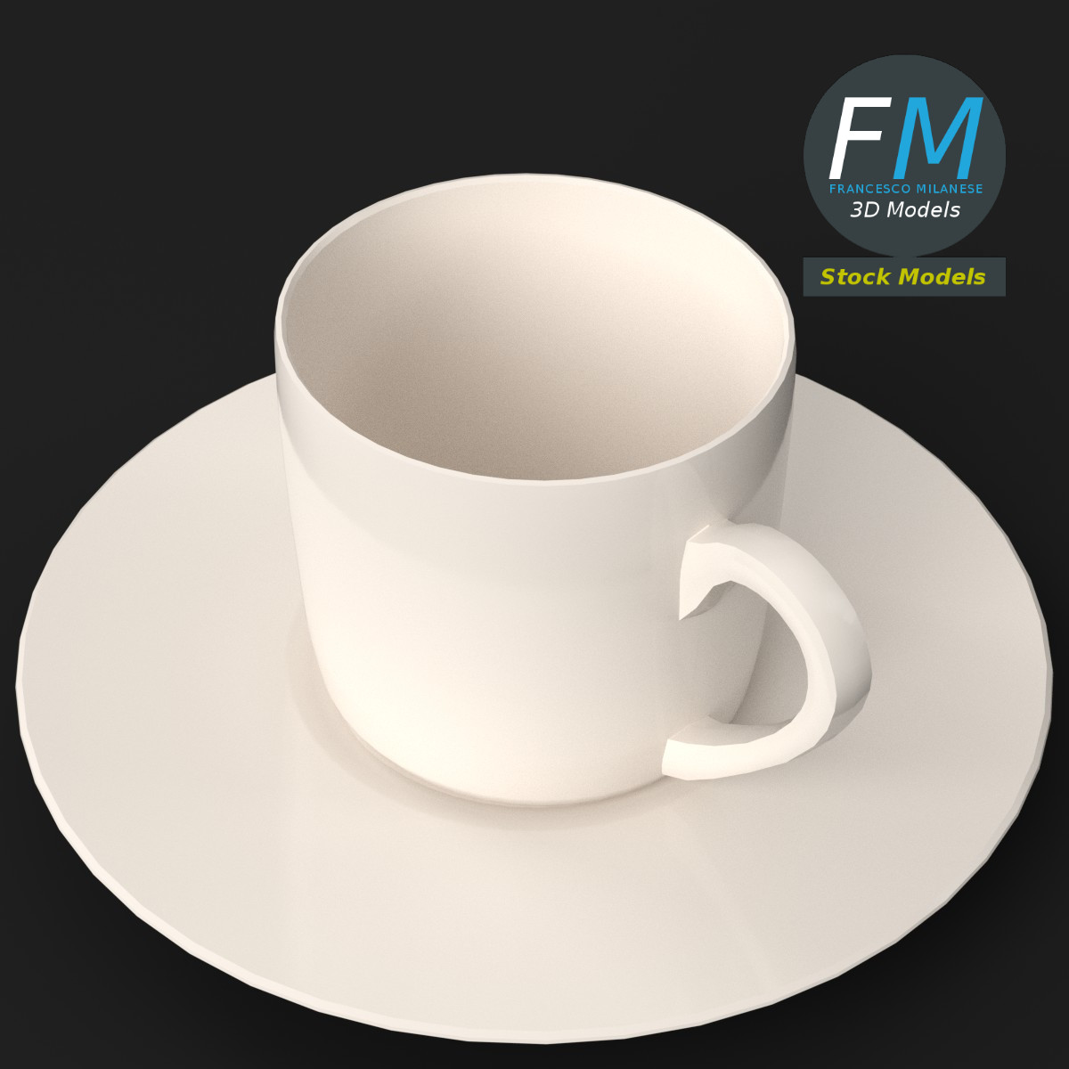 3D-Modell - Leere Kaffeetasse mit Untertasse - 05