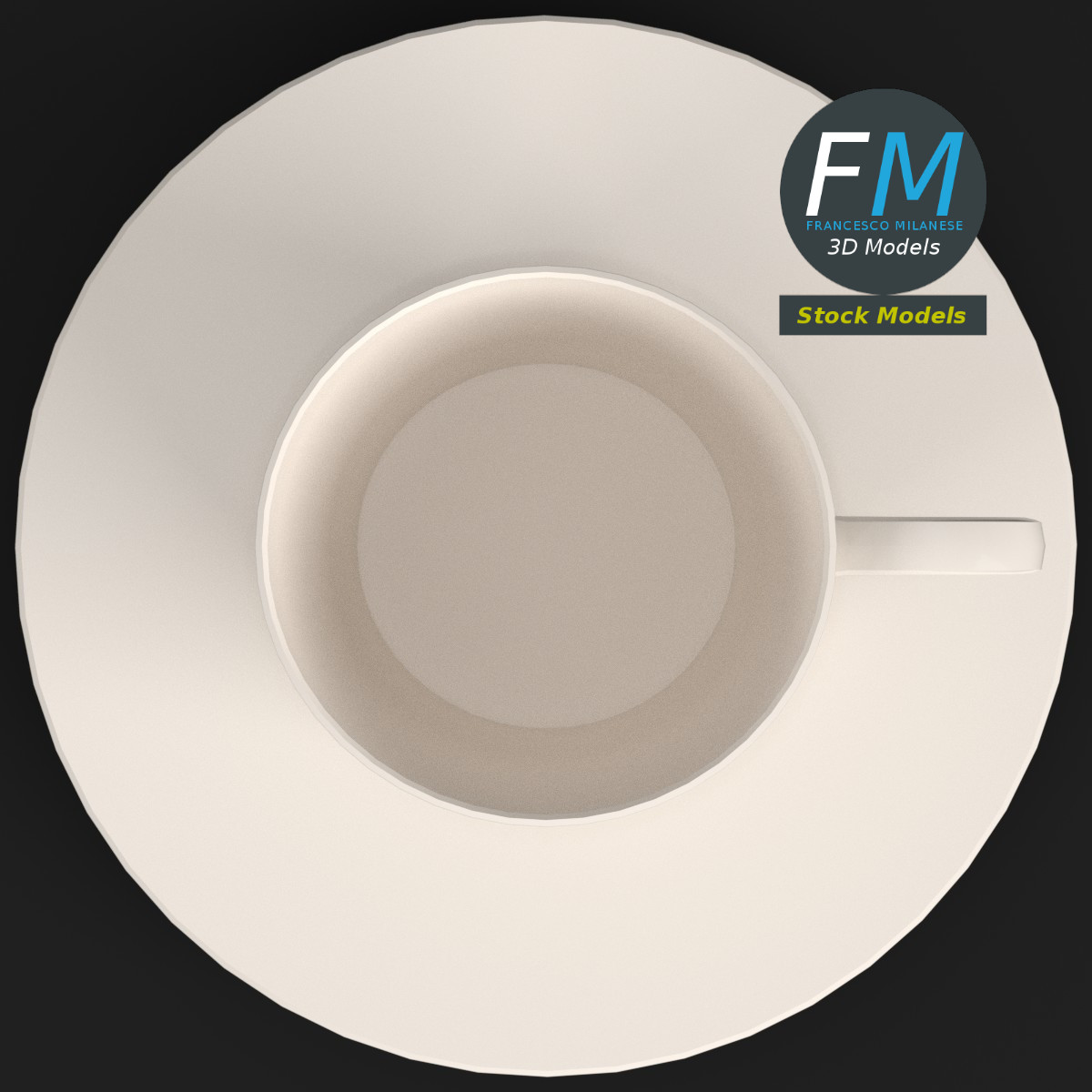 3D-Modell - Leere Kaffeetasse mit Untertasse - 06