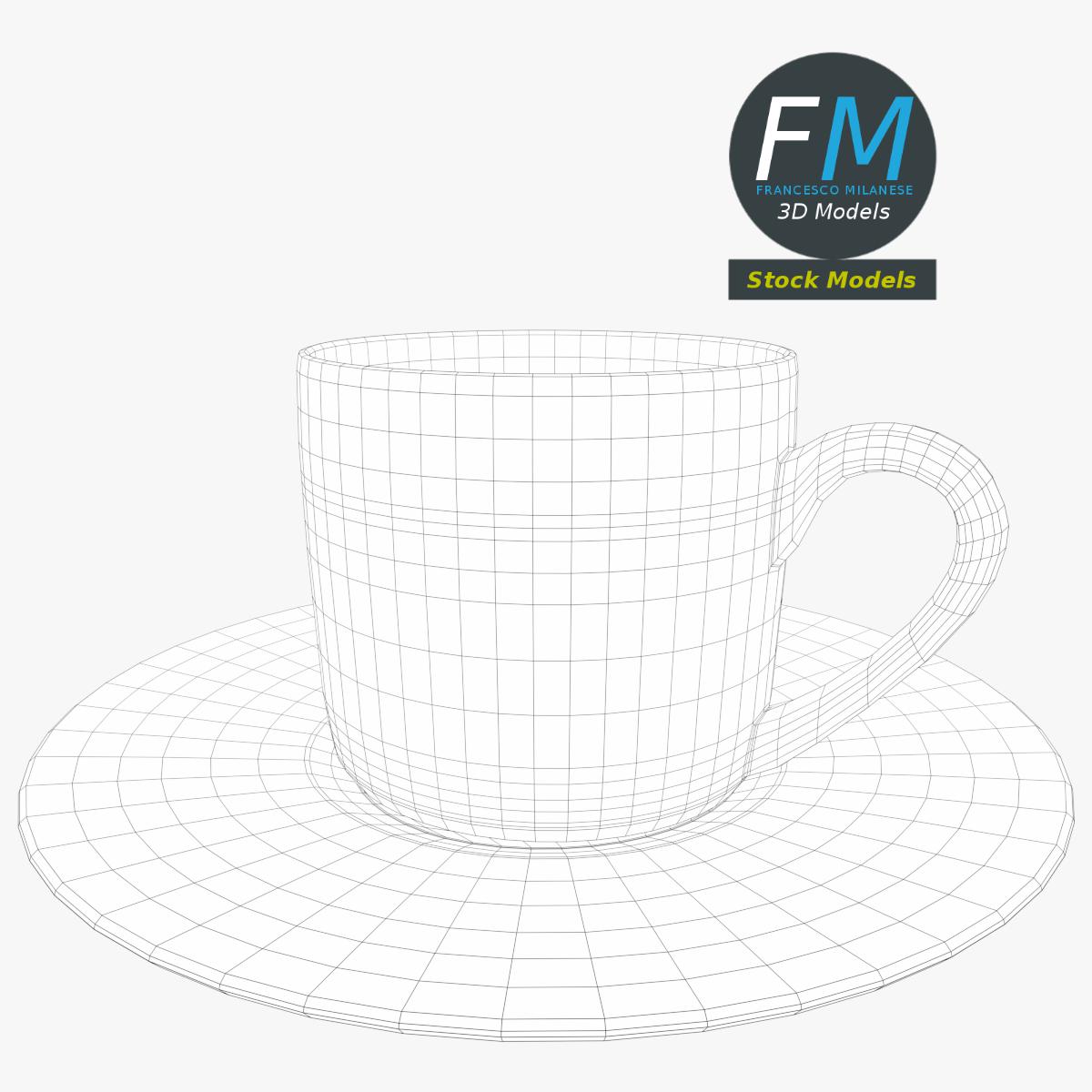 3D-Modell - Leere Kaffeetasse mit Untertasse - 07