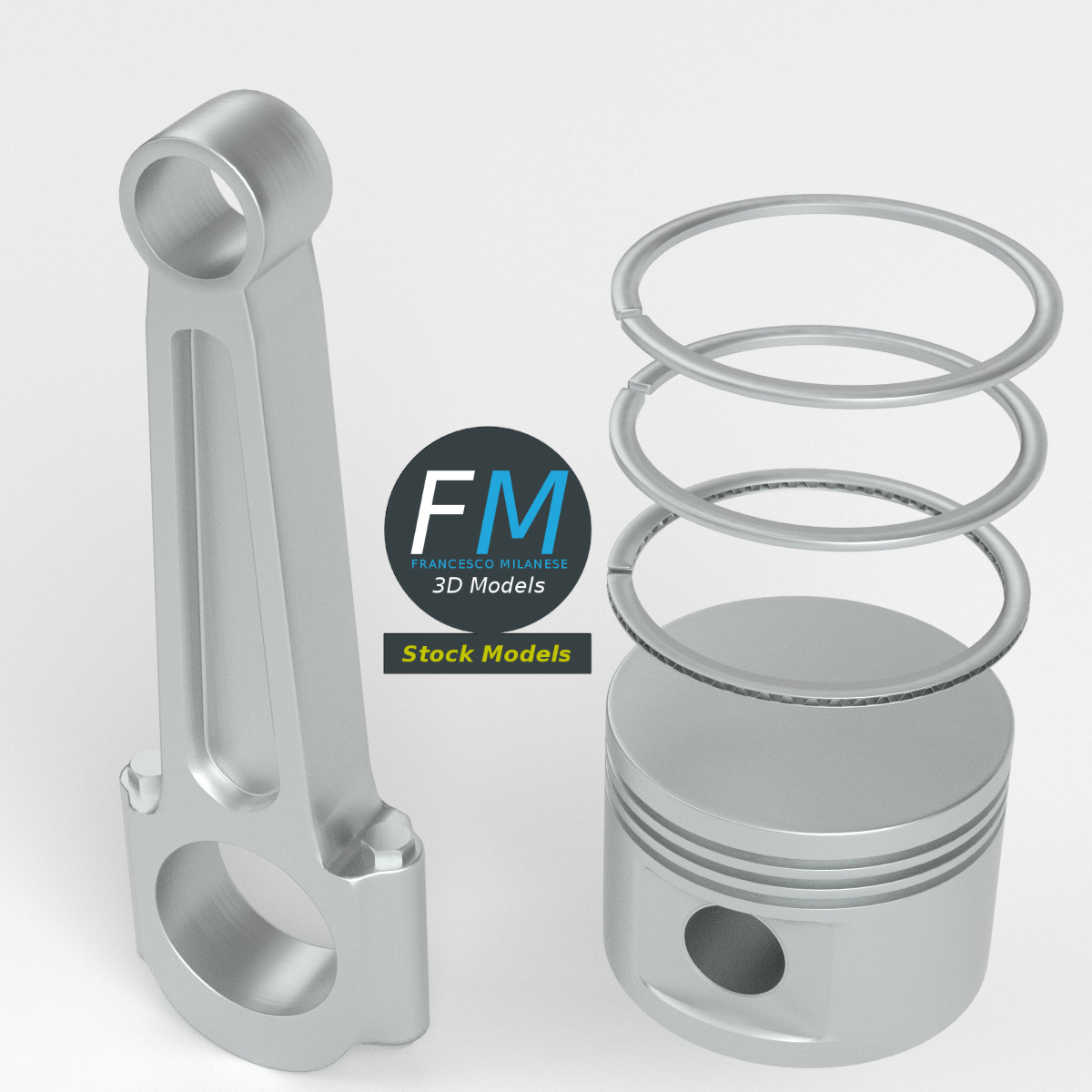 3D-Modell - Motorkolben mit Pleuelstange - 02