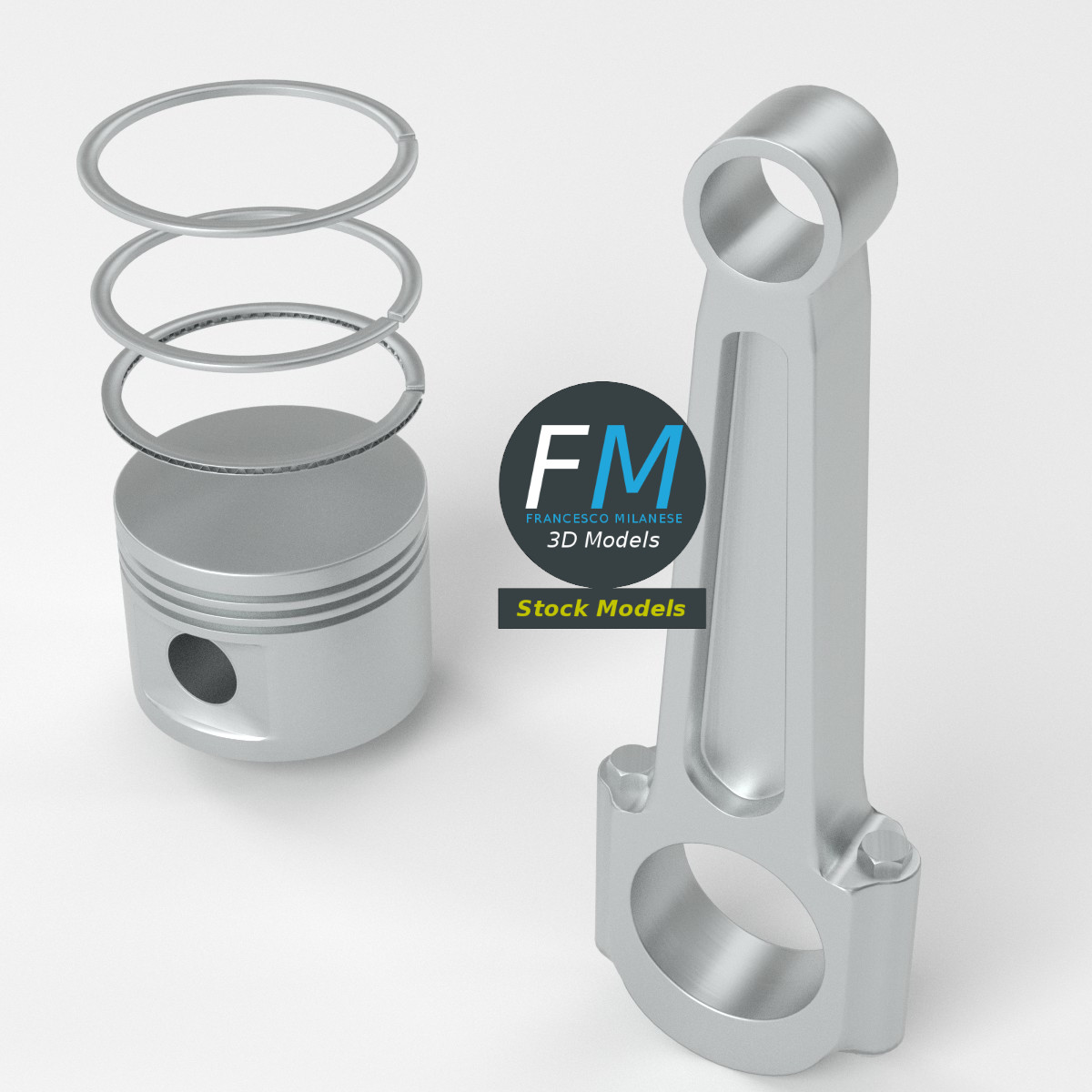3D-Modell - Motorkolben mit Pleuelstange - 05
