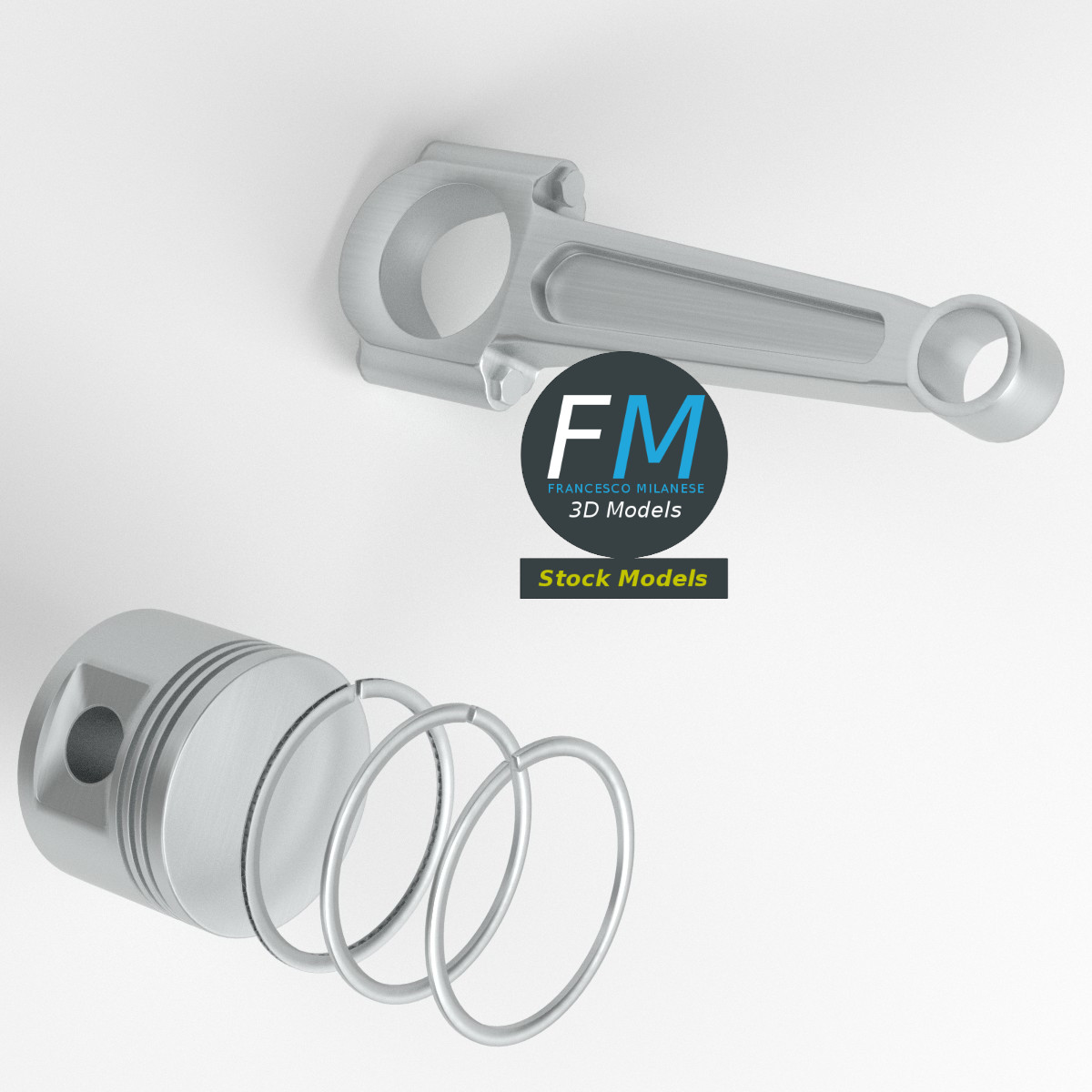 3D-Modell - Motorkolben mit Pleuelstange - 06