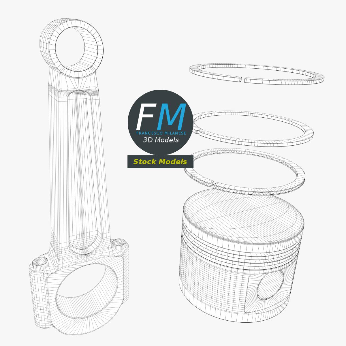 3D-Modell - Motorkolben mit Pleuelstange - 08