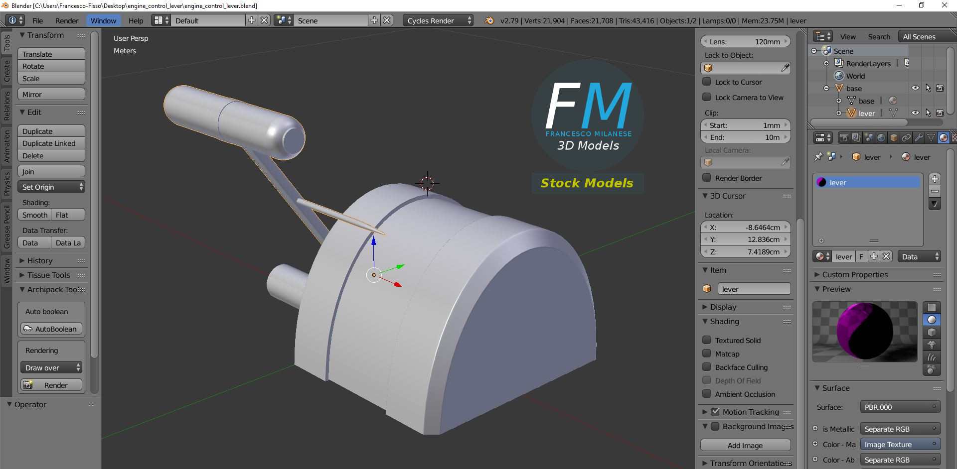 3D-Modell - Motorsteuerhebel - 09