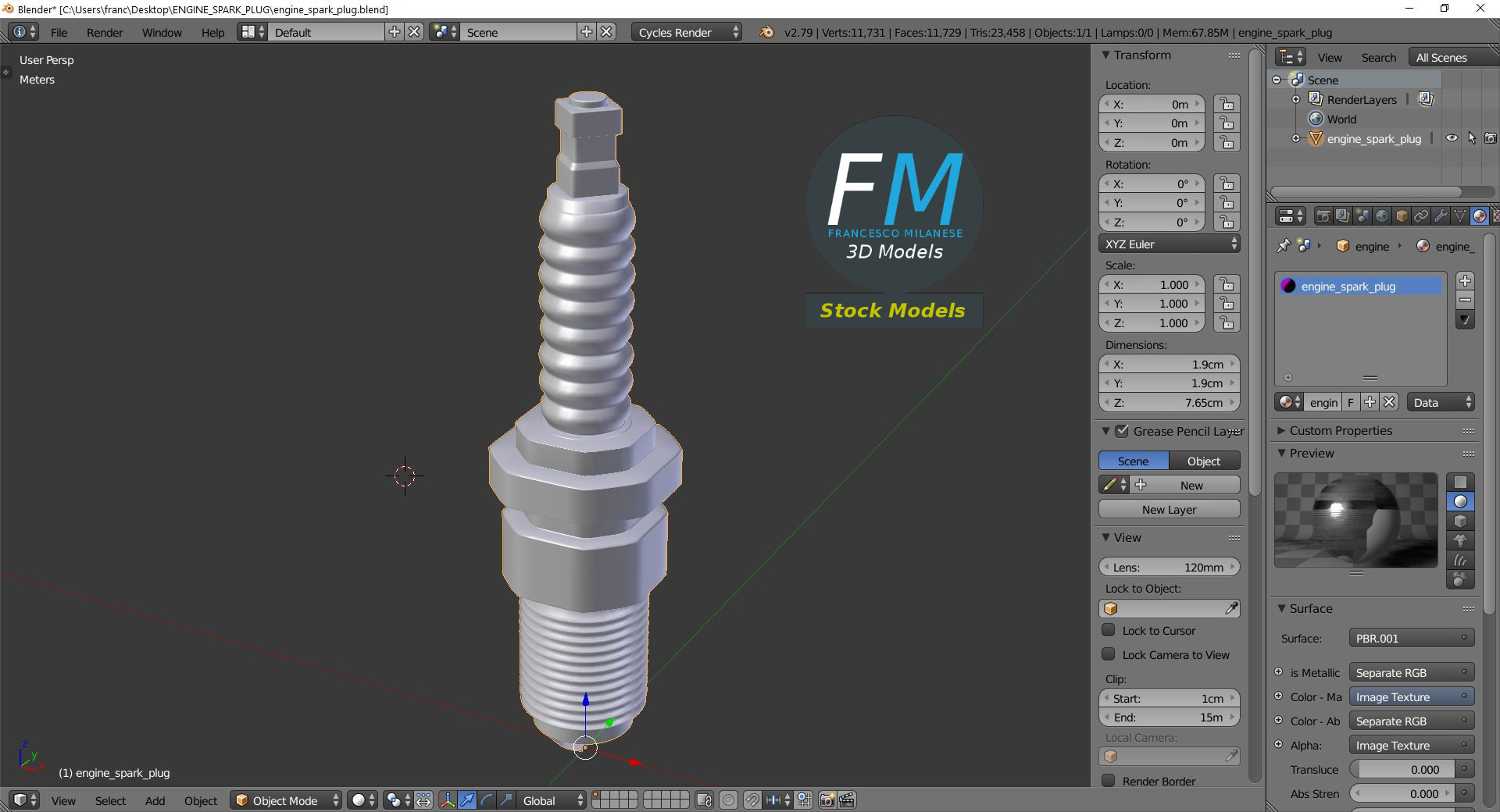 3D-Modell - Motorzündkerze - 09