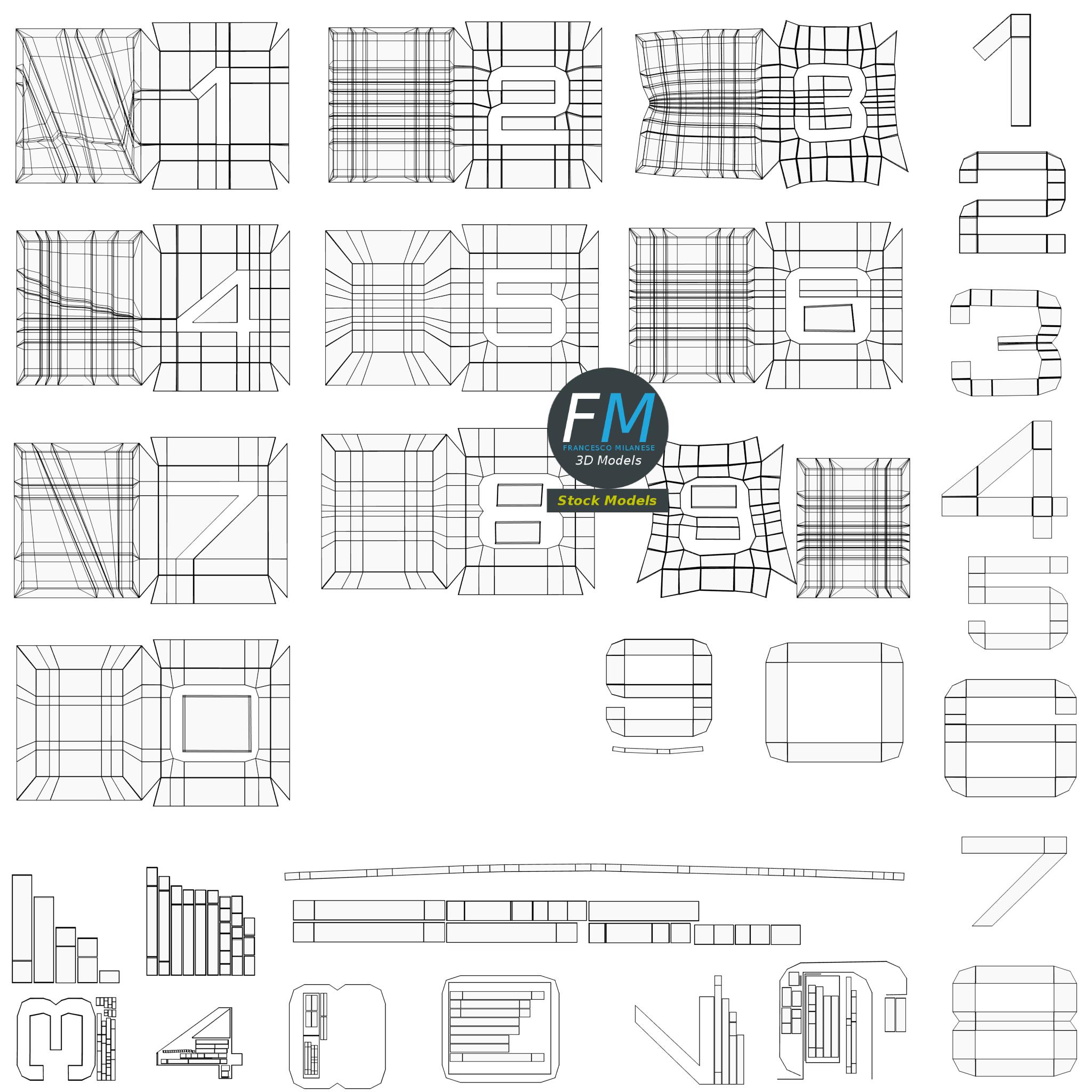 3D-Modell - Eingravierte Zahlen - 11 3D-Modell - Eingravierte Zahlen - 11