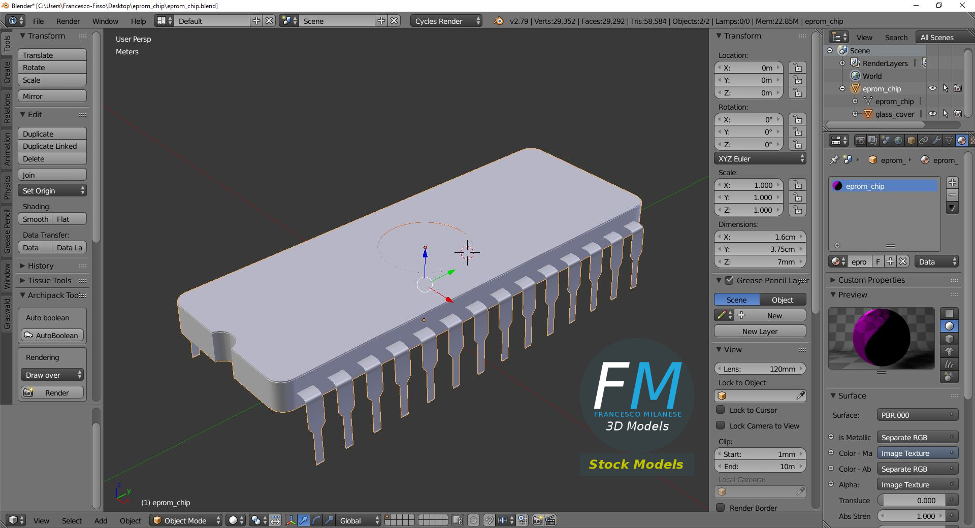 3D-Modell - EPROM-Chip - 09