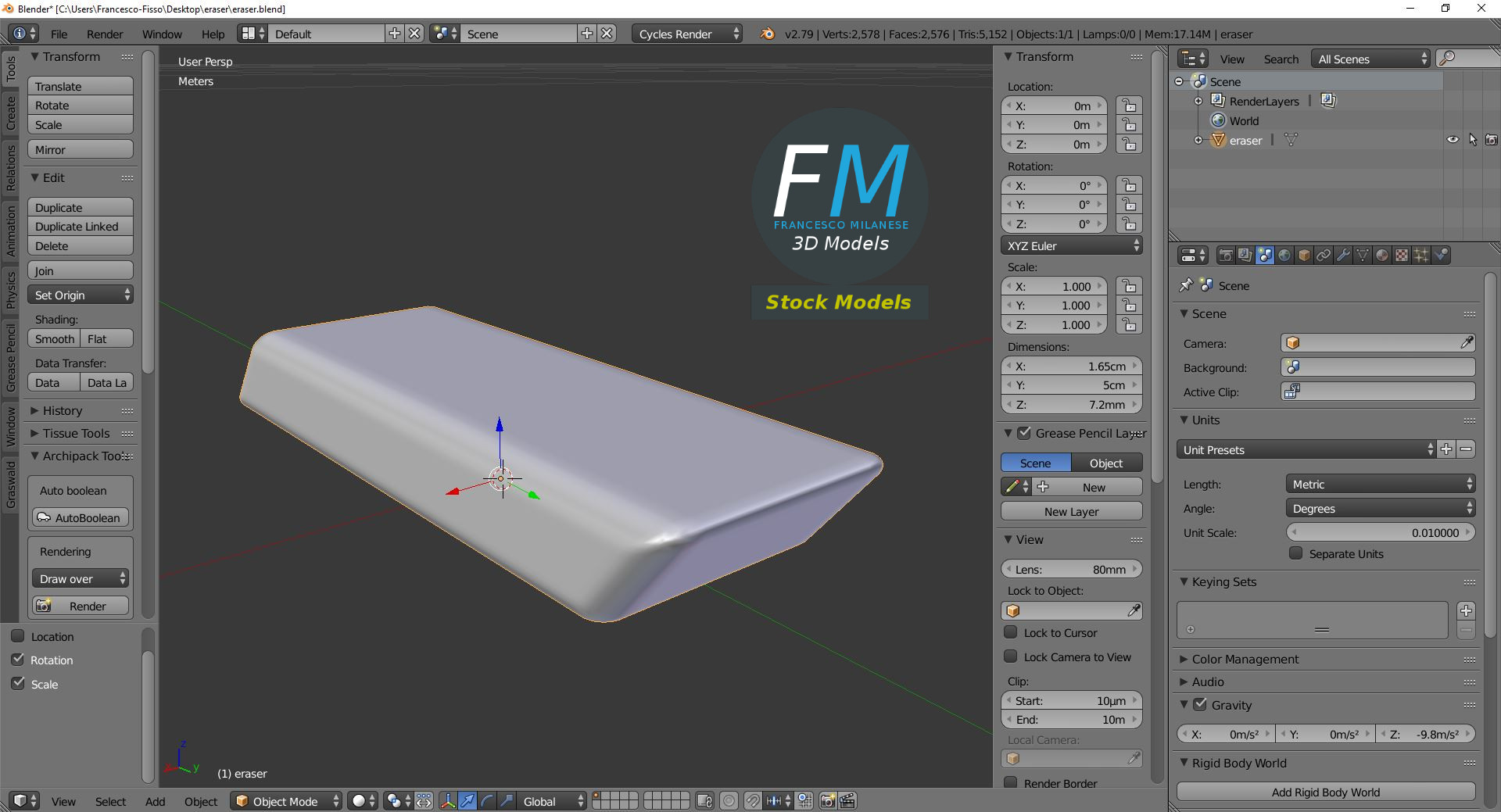 3D-Modell - Zweifarbiger Radiergummi - 09