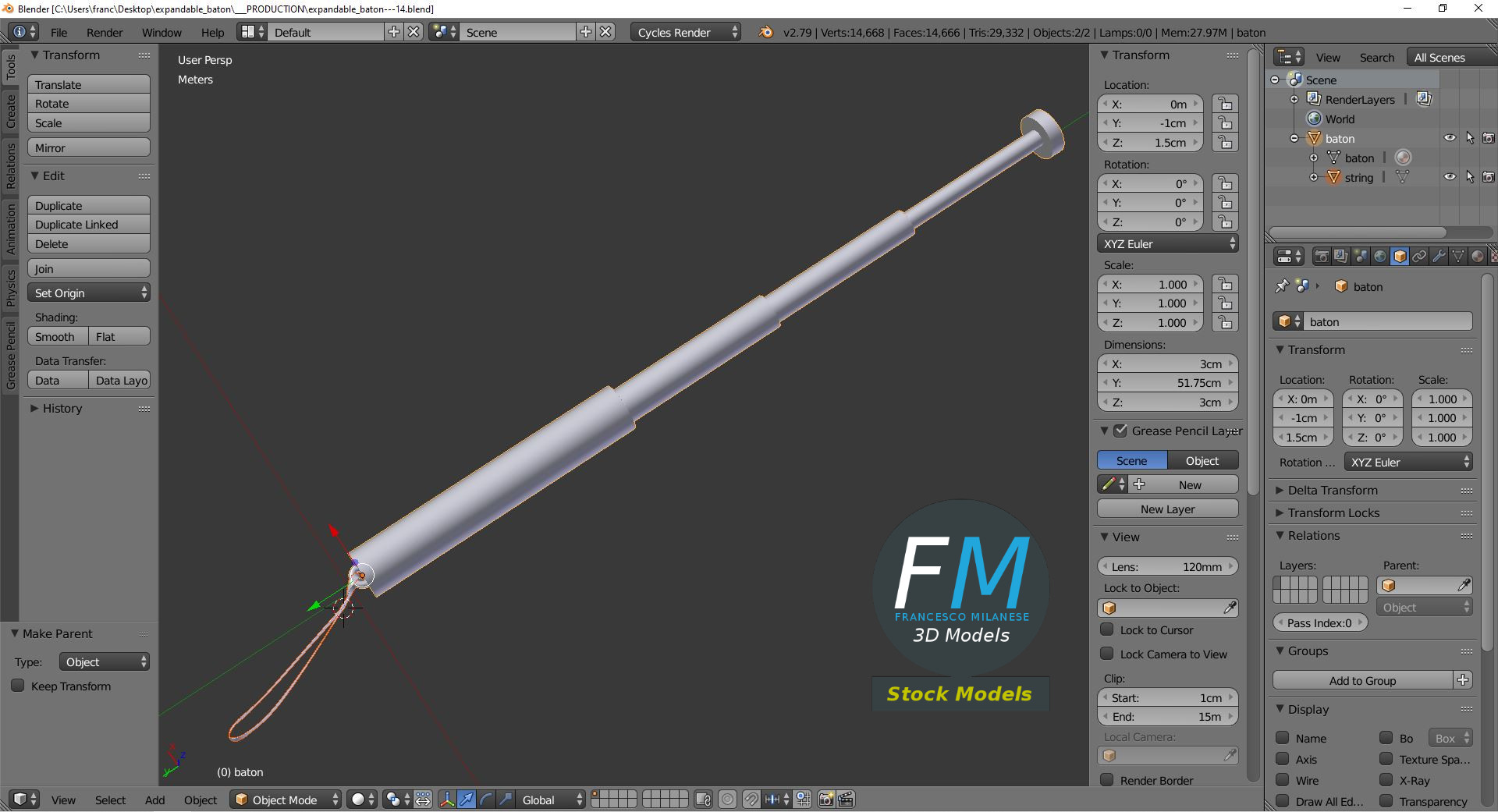 3D-Modell - Teleskopschlagstock - 09