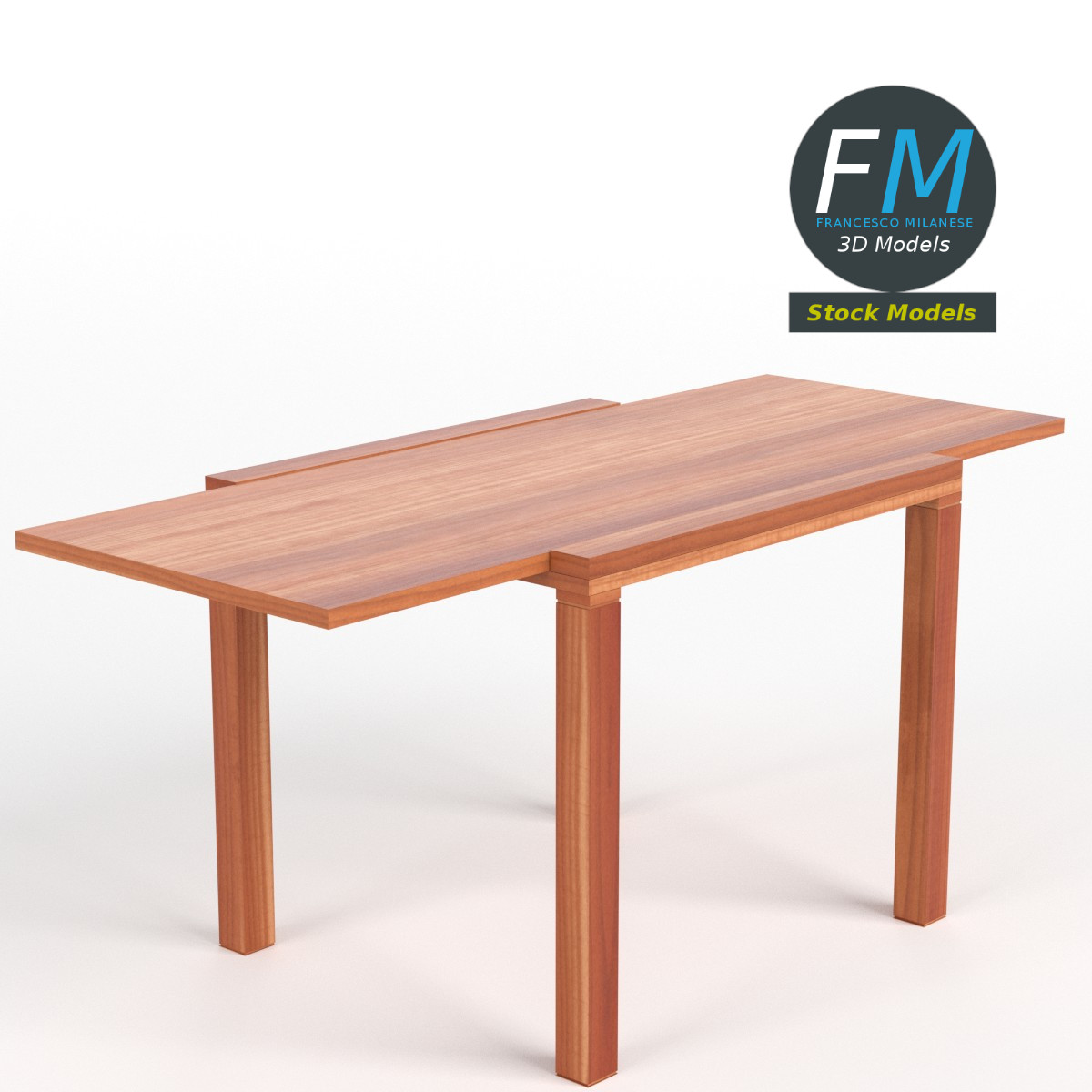 3D-Modell - Ausgezogener Tisch - 01