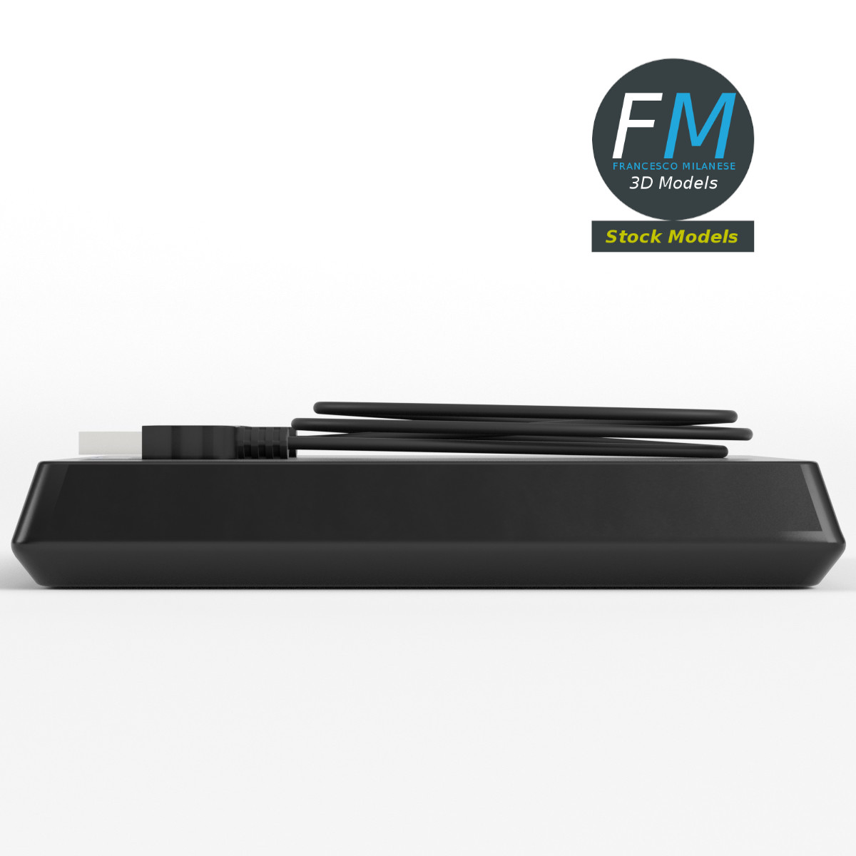 3D-Modell - Externe Festplatte mit Kabel - 04