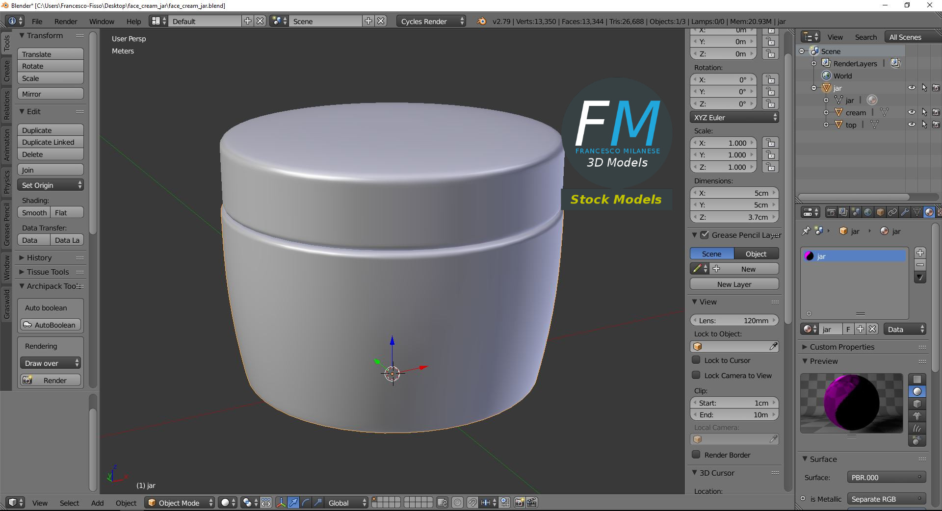 3D-Modell - Gesichtscremetiegel - 09
