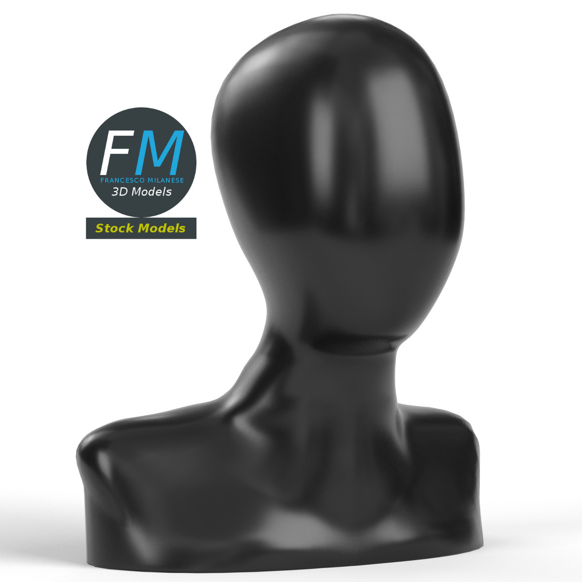 3D-Modell - Gesichtsloser Schaufensterpuppenkopf - 01