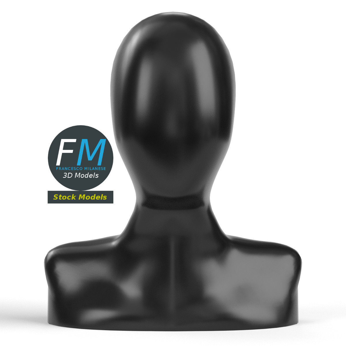 3D-Modell - Gesichtsloser Schaufensterpuppenkopf - 03