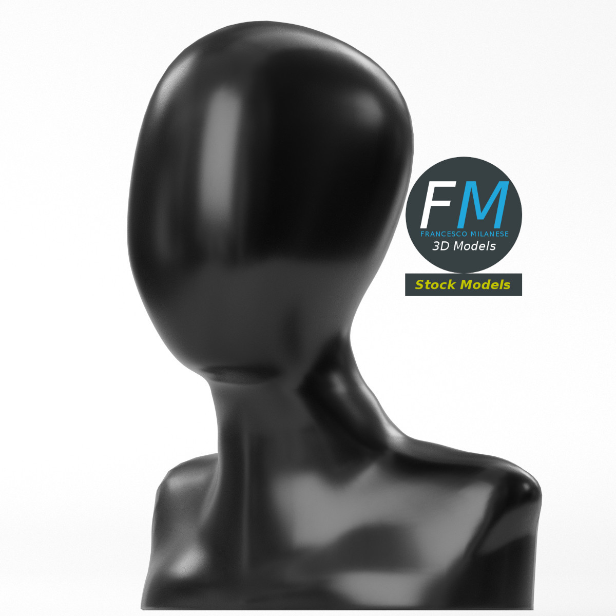 3D-Modell - Gesichtsloser Schaufensterpuppenkopf - 05