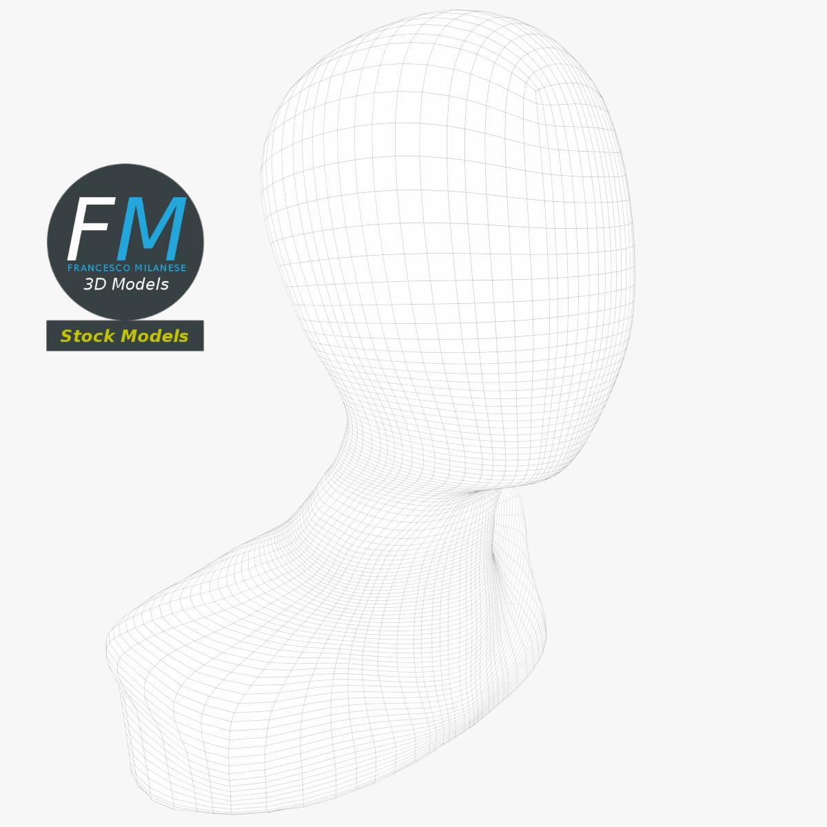 3D-Modell - Gesichtsloser Schaufensterpuppenkopf - 07