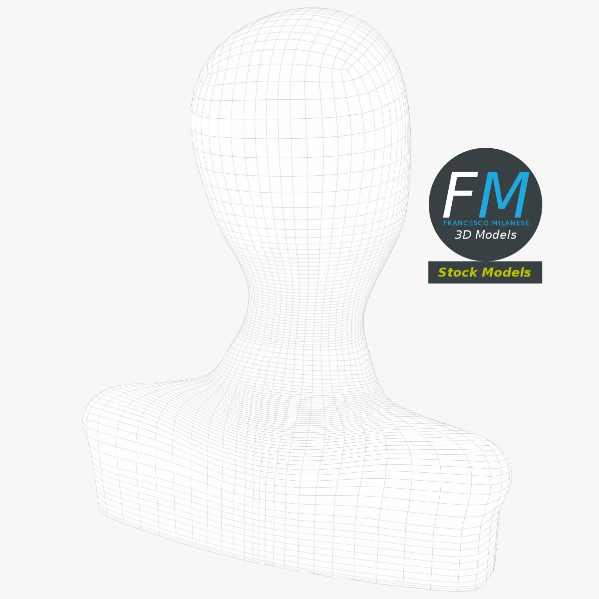 3D-Modell - Gesichtsloser Schaufensterpuppenkopf - 08