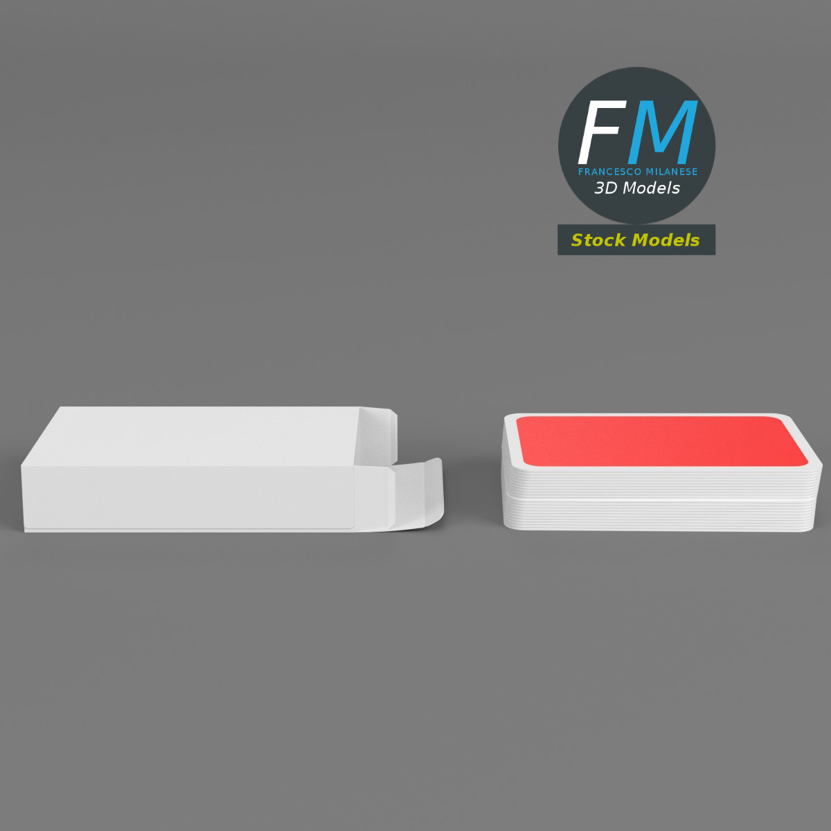 3D-Modell - Unechter Spielkartenstapel - 03
