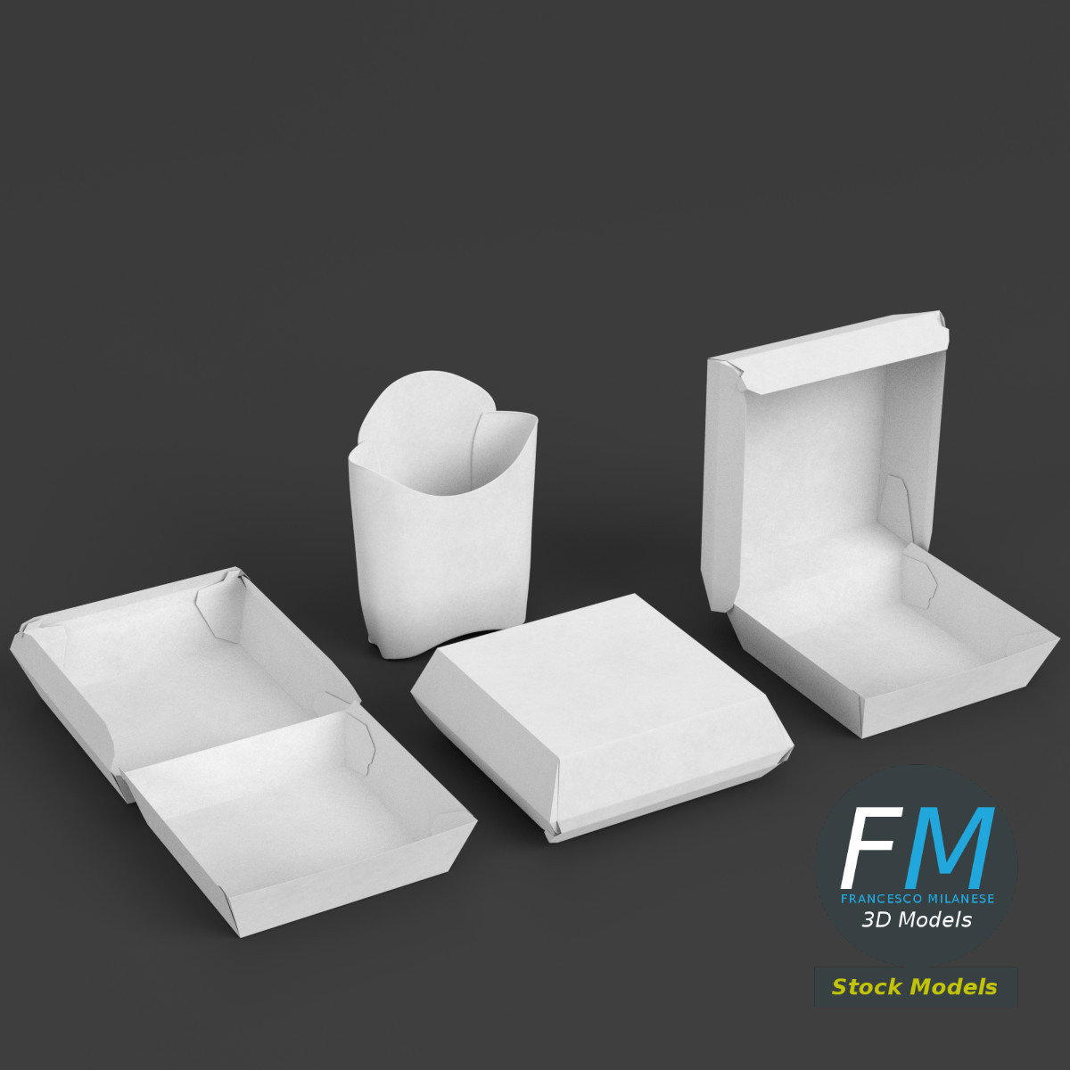 3D-Modell - Leere Fast-Food-Verpackungen - 01