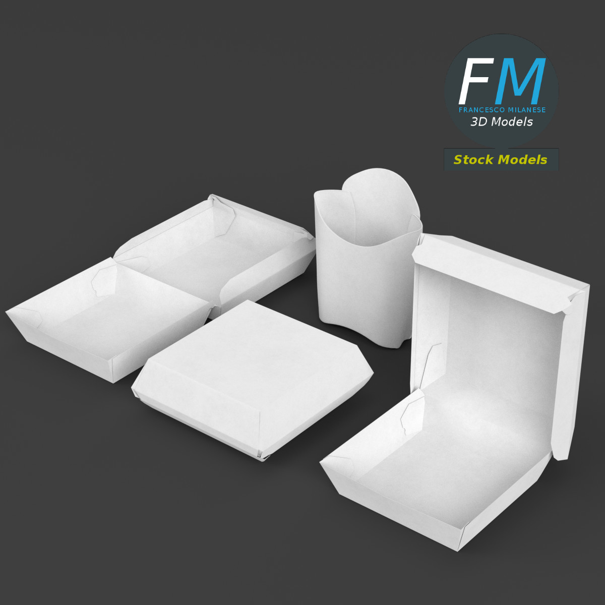 3D-Modell - Leere Fast-Food-Verpackungen - 02