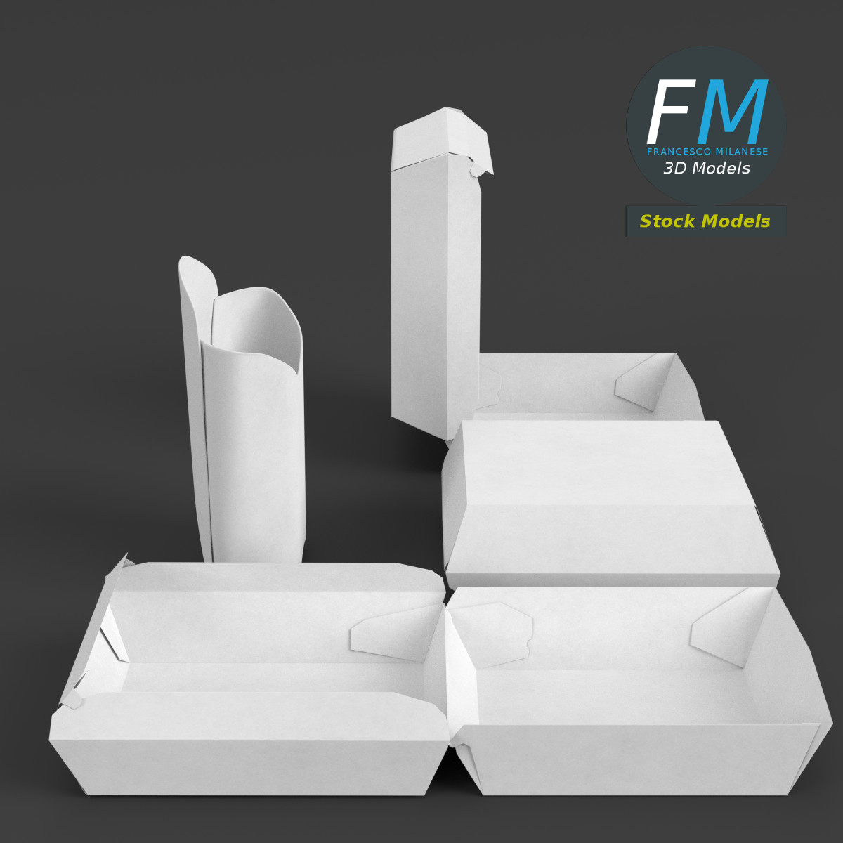3D-Modell - Leere Fast-Food-Verpackungen - 03