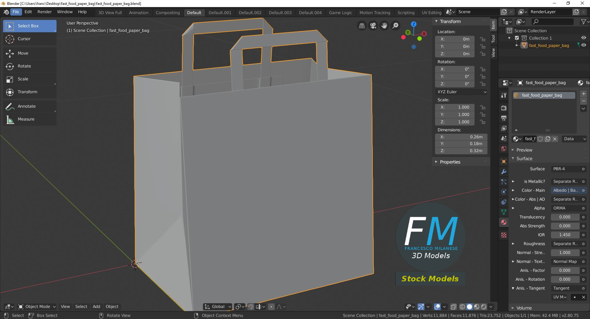 3D-Modell - Fast-Food-Papiertüte - 09