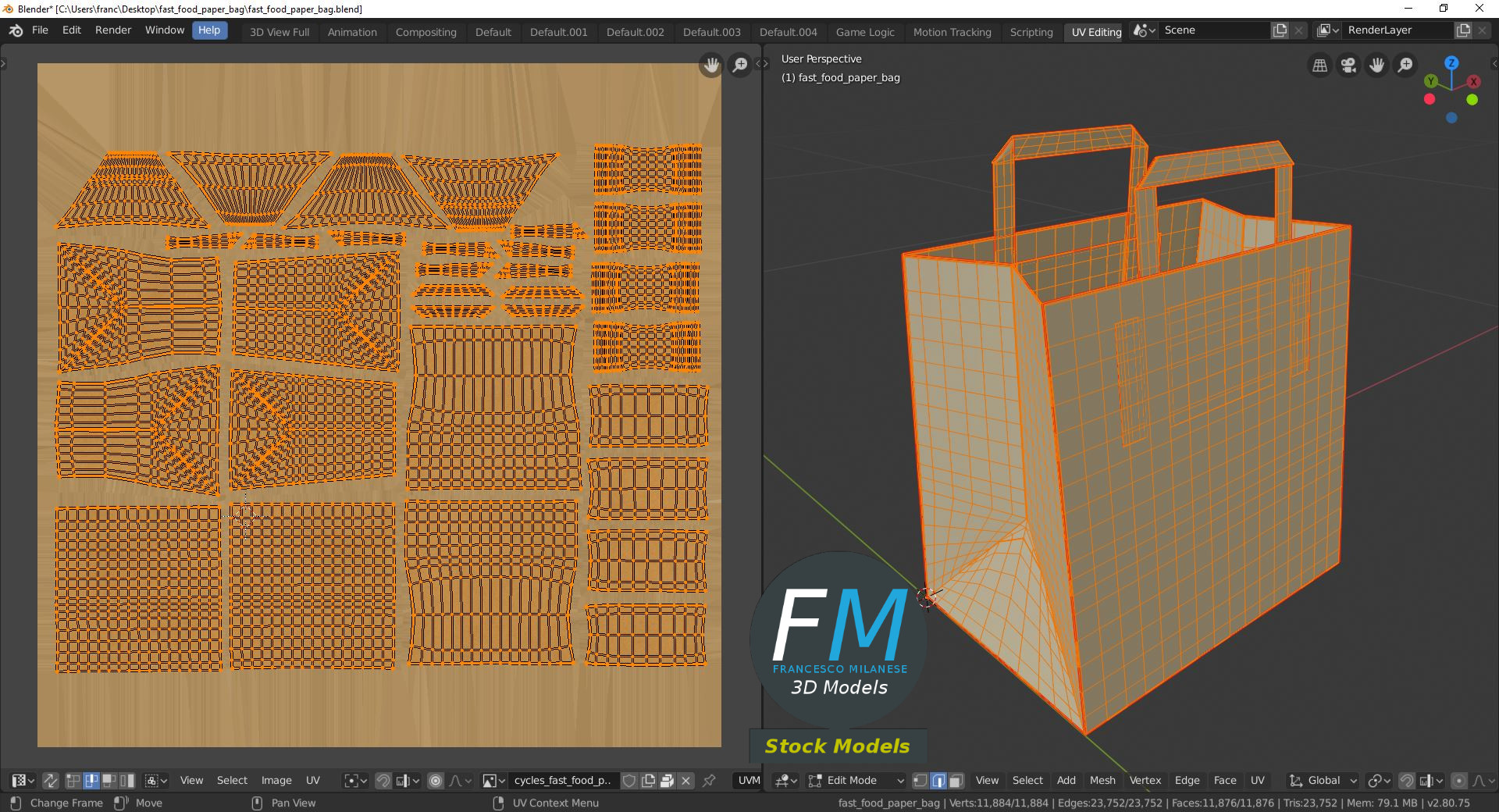 3D-Modell - Fast-Food-Papiertüte - 10