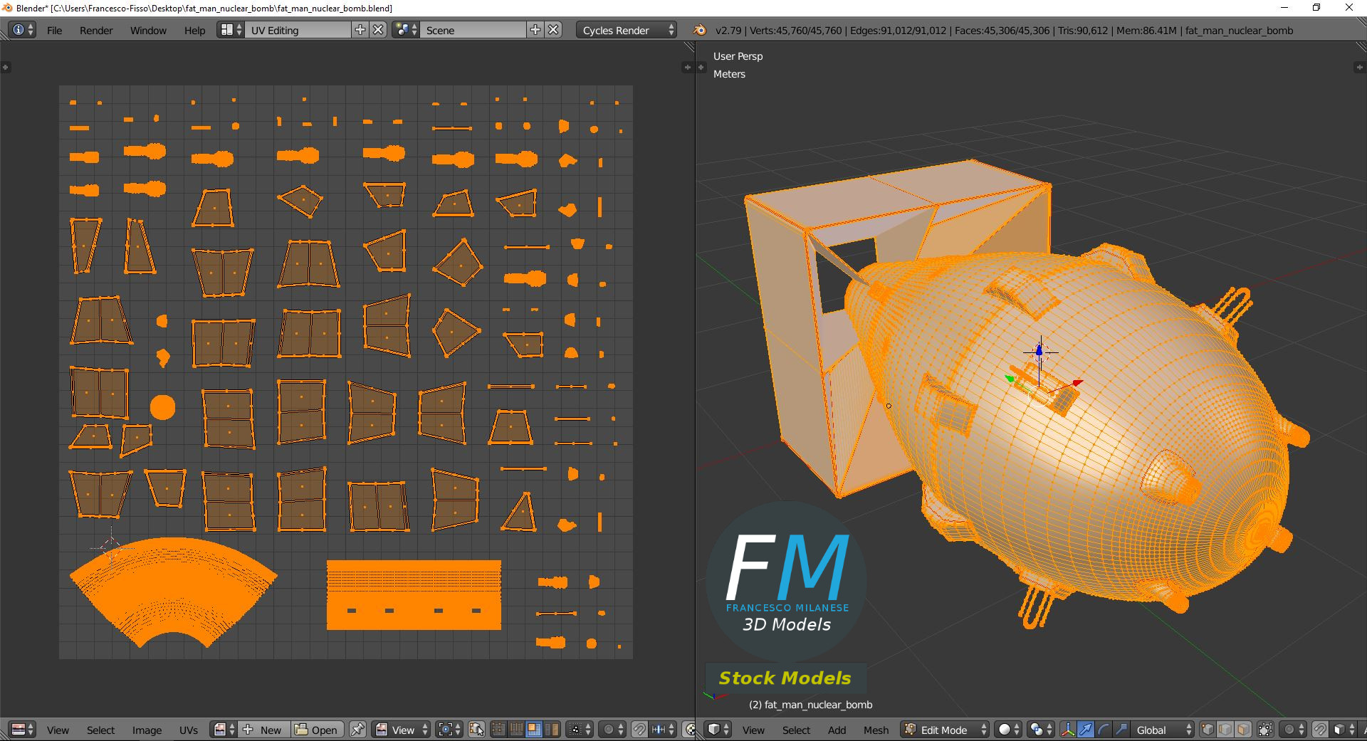 3D-Modell - Fat-Man-Atombombe - 10