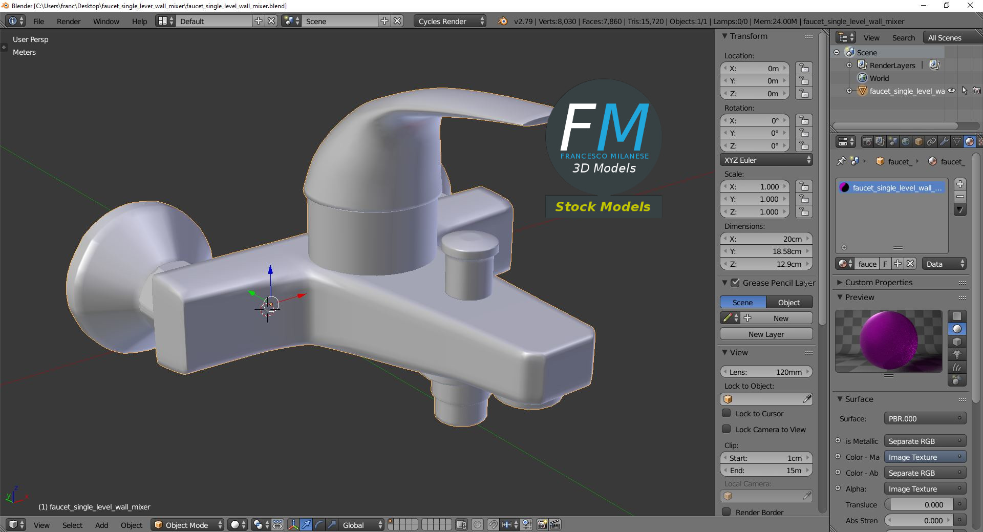 3D-Modell - Einhebel-Wandarmatur - 09