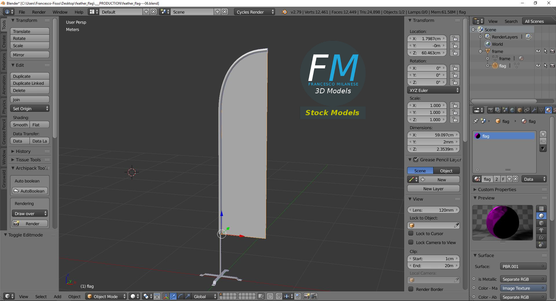 3D-Modell - Beachflag - 09