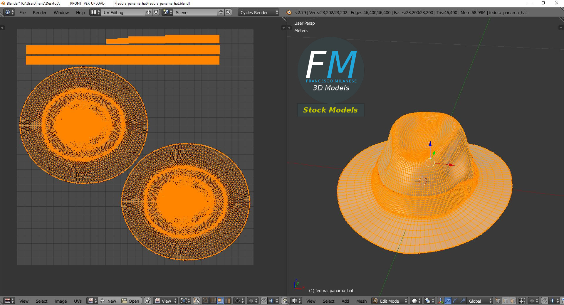 3D-Modell - Panama-Fedora-Hut - 10
