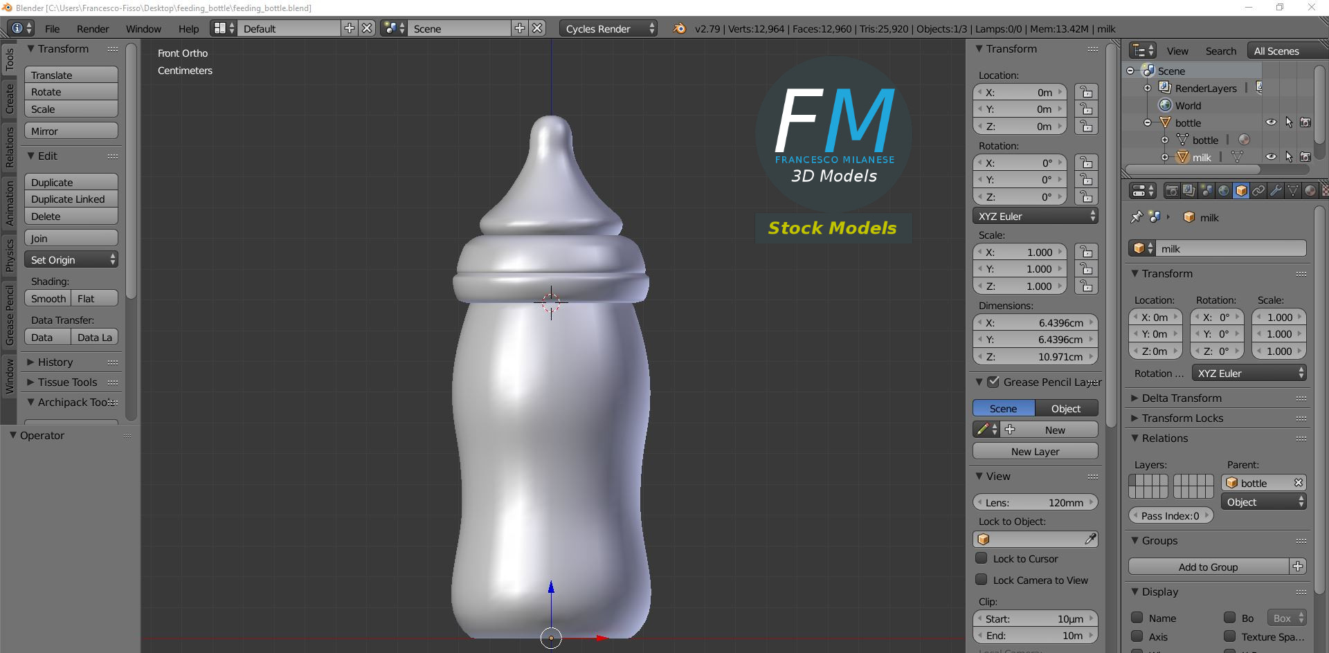 3D-Modell - Babyflasche - 09