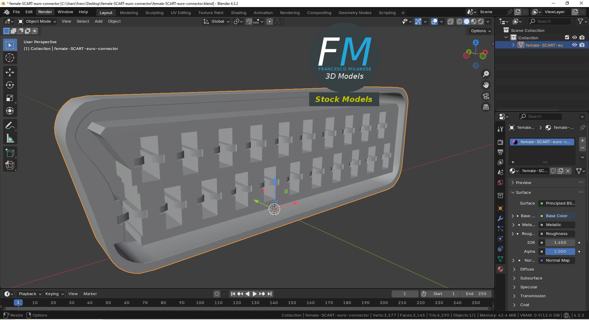 3D-Modell - SCART-Buchse - 09