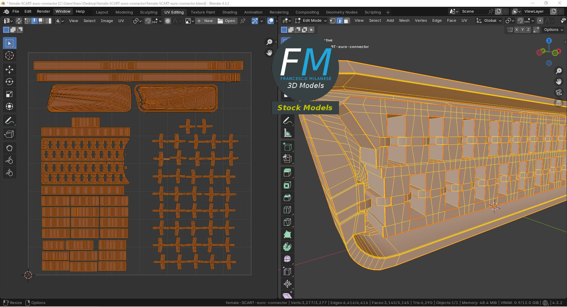3D-Modell - SCART-Buchse - 10