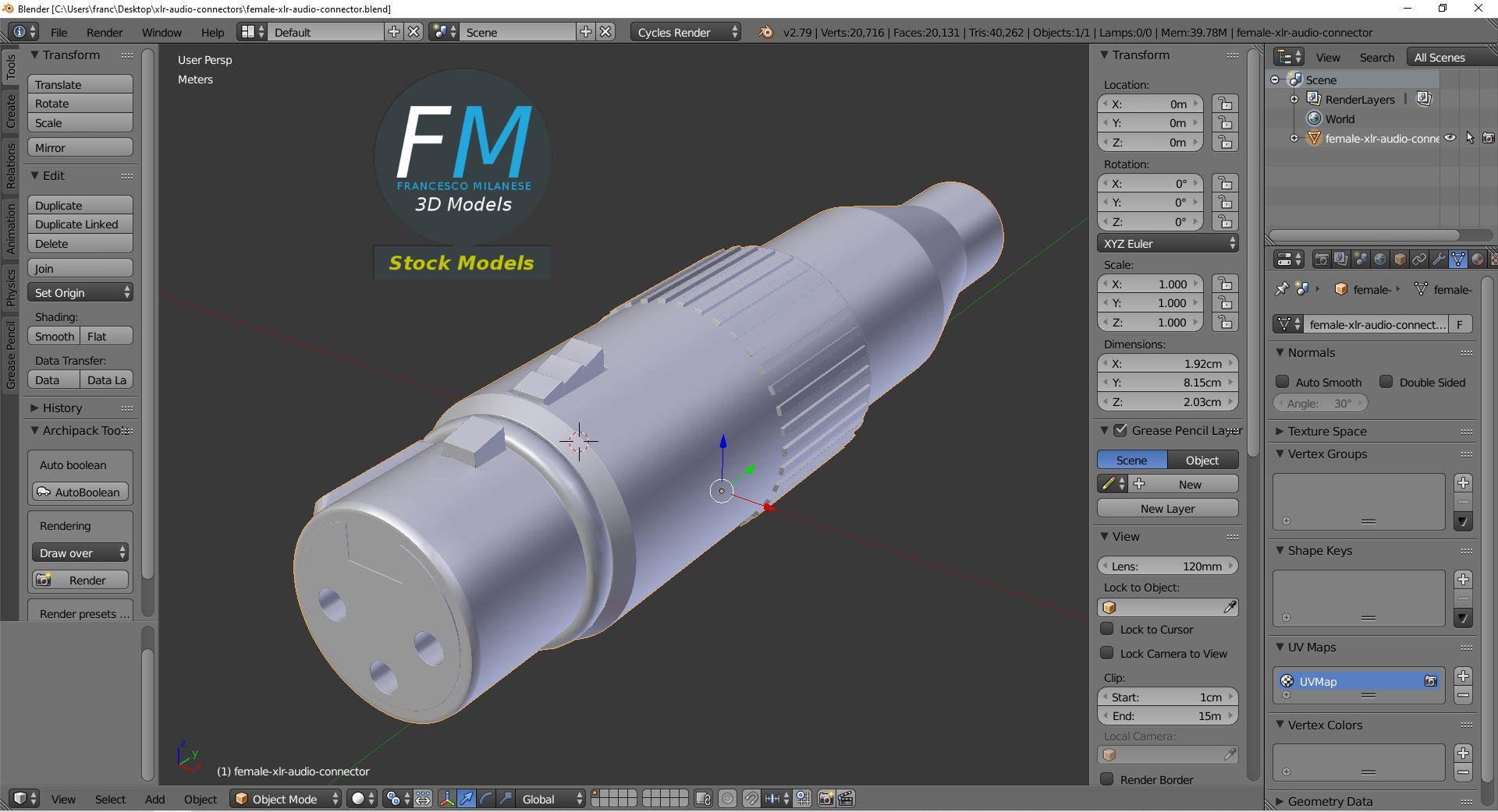 3D-Modell - XLR-Audiobuchse - 09