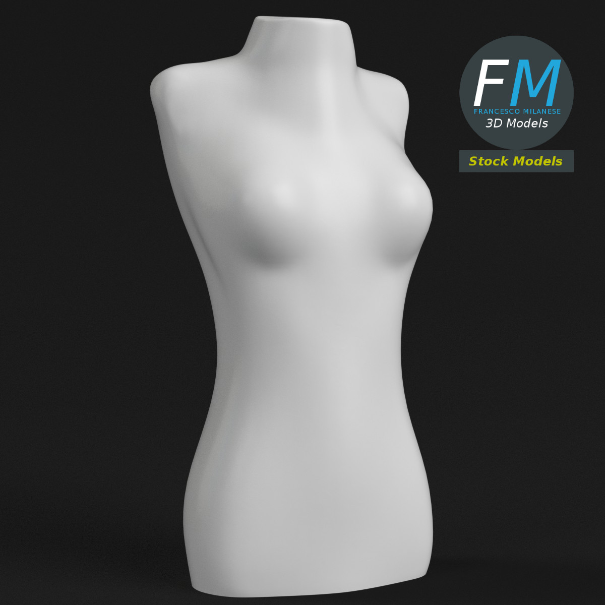 3D-Modell - Weibliche Halbfigur-Schaufensterpuppe - 01