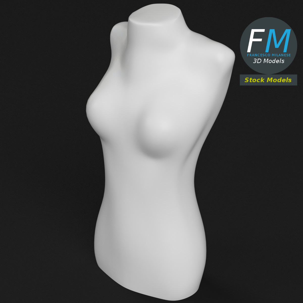 3D-Modell - Weibliche Halbfigur-Schaufensterpuppe - 02