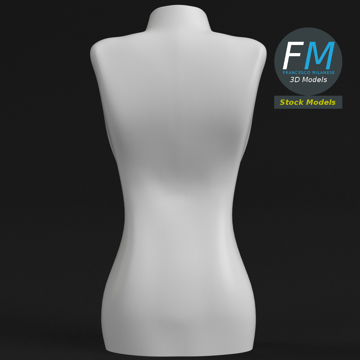 3D-Modell - Weibliche Halbfigur-Schaufensterpuppe - 03
