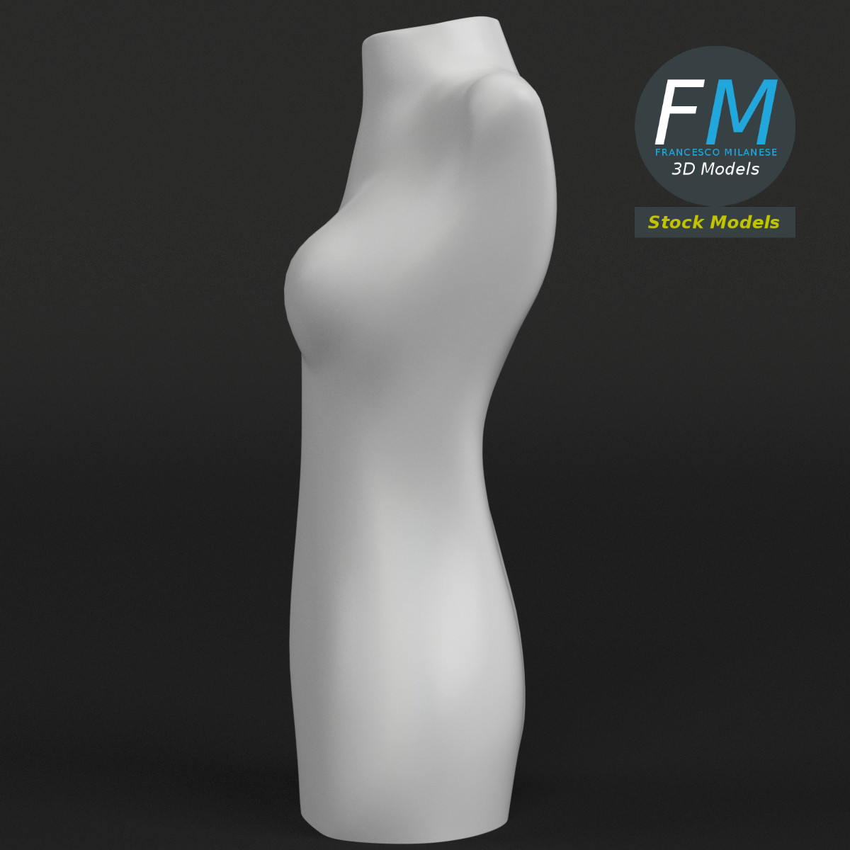 3D-Modell - Weibliche Halbfigur-Schaufensterpuppe - 04