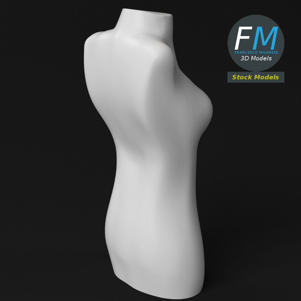 3D-Modell - Weibliche Halbfigur-Schaufensterpuppe - 05