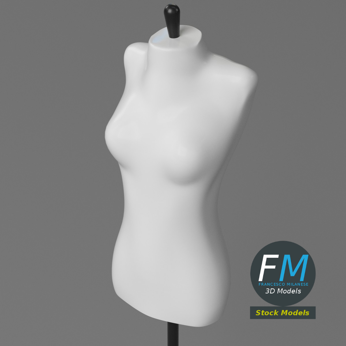 3D-Modell - Weibliche Schneiderpuppe auf Ständer - 05