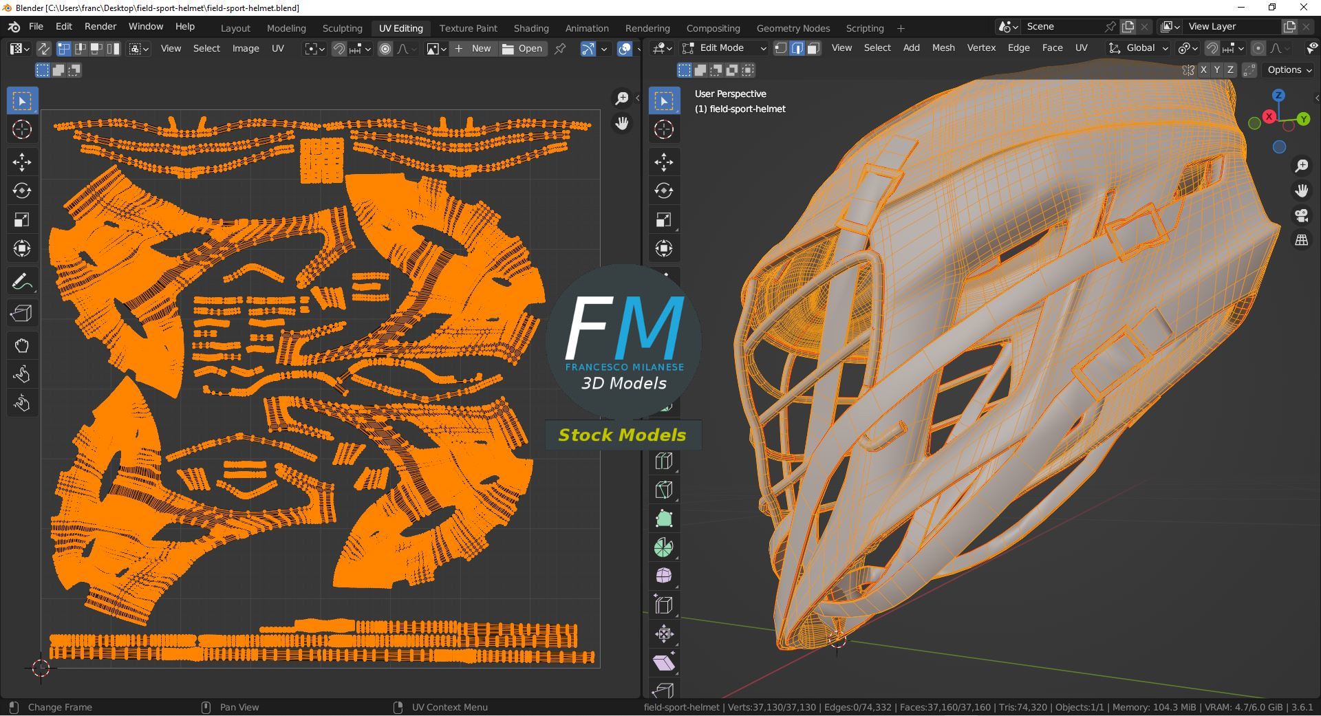 3D-Modell - Feldsporthelm - 10