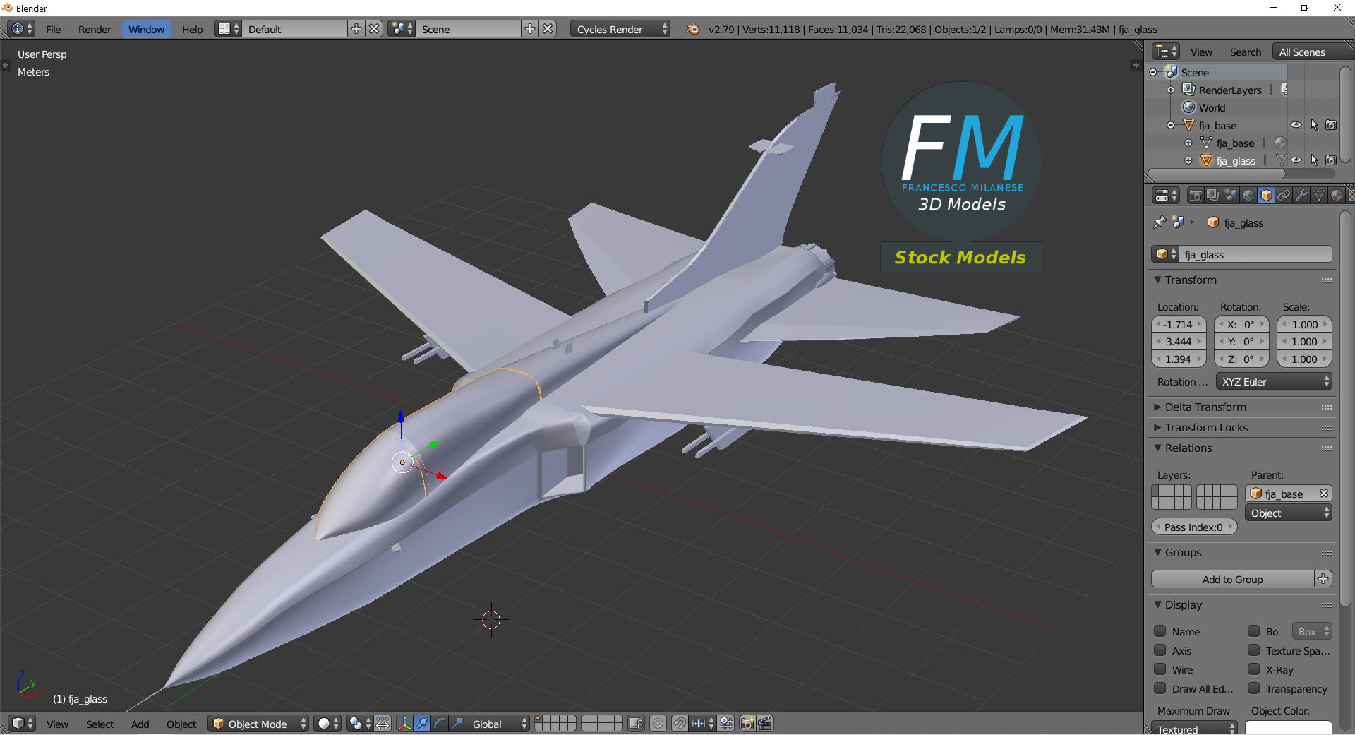 3D-Modell - Basismodell eines Kampfflugzeugs - 09