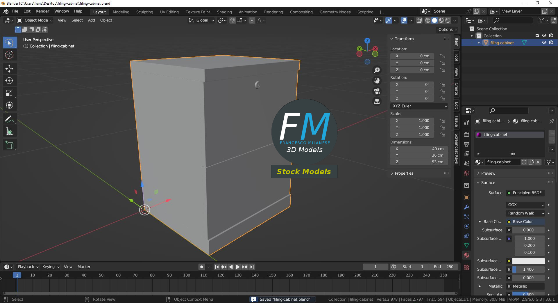 3D-Modell - Aktenschrank - 09