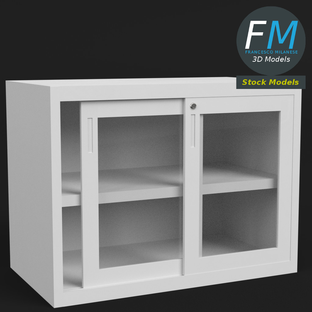 3D-Modell - Aktenschrank mit Glastüren - 01