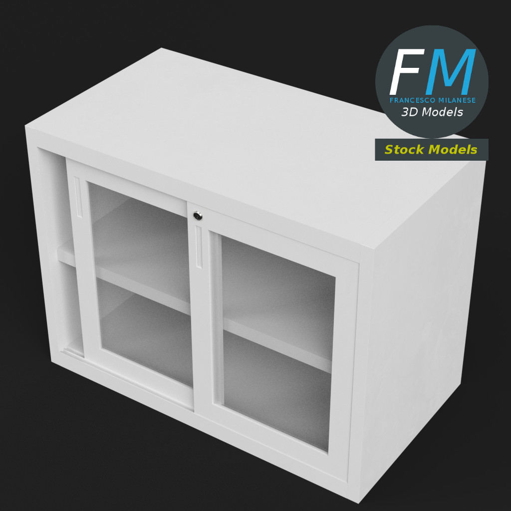3D-Modell - Aktenschrank mit Glastüren - 02